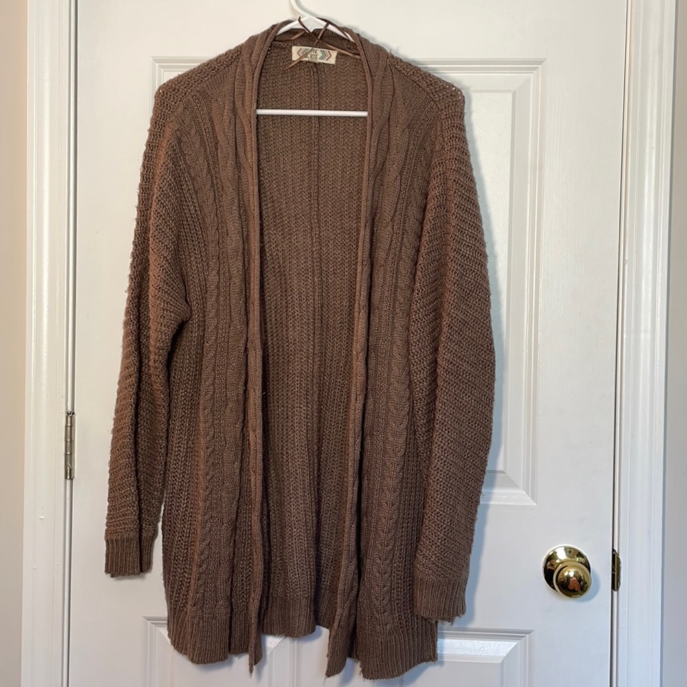Pink Rose Brown Cardigan
